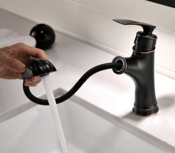 Vòi nước lavabo nóng lạnh có dây rút bằng đồng Kanly GCV42B GCV42B - 2