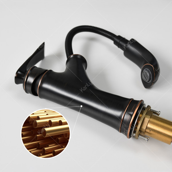 Vòi nước lavabo nóng lạnh có dây rút bằng đồng Kanly GCV42B GCV42B - 3