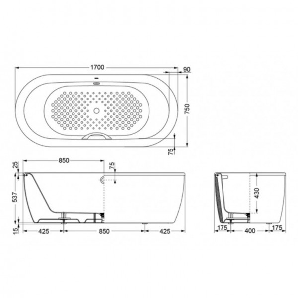 Bồn tắm đặt sàn TOTO FBYN1716CPTE#W gang tráng men 1m7 - 2
