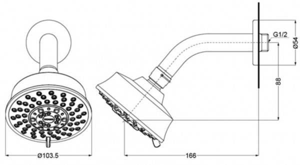 Bát sen tắm gắn tường TOTO TBW03001B (5 chế độ, tròn, 102mm, cổ điển) TBW03001B - 2