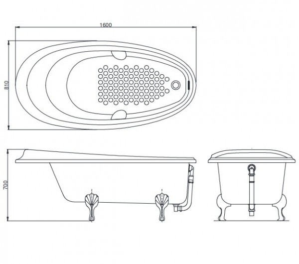 Bồn tắm đặt sàn TOTO PPY1610HIPTE#S ngọc trai 1m6 tay vịn - 2