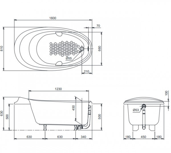 Bồn tắm TOTO PPY1610PTE#S ngọc trai 1m6 - 2