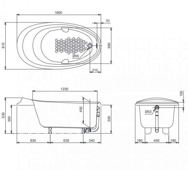 Bồn tắm TOTO PPY1610HPTE#S ngọc trai 1m6 tay vịn - 2