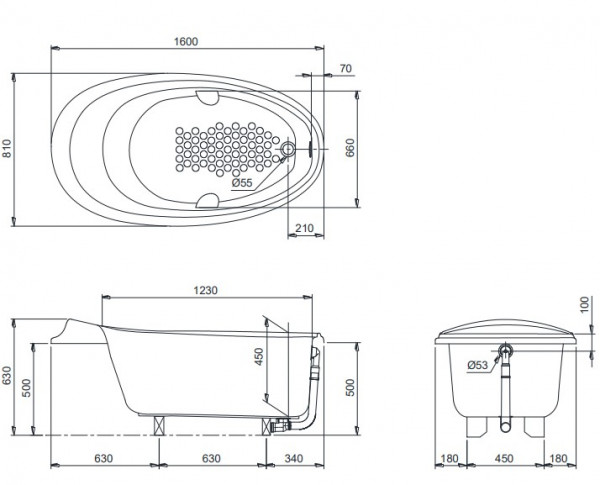Bồn tắm TOTO PPY1610HPTE#P ngọc trai 1m6 tay vịn - 2