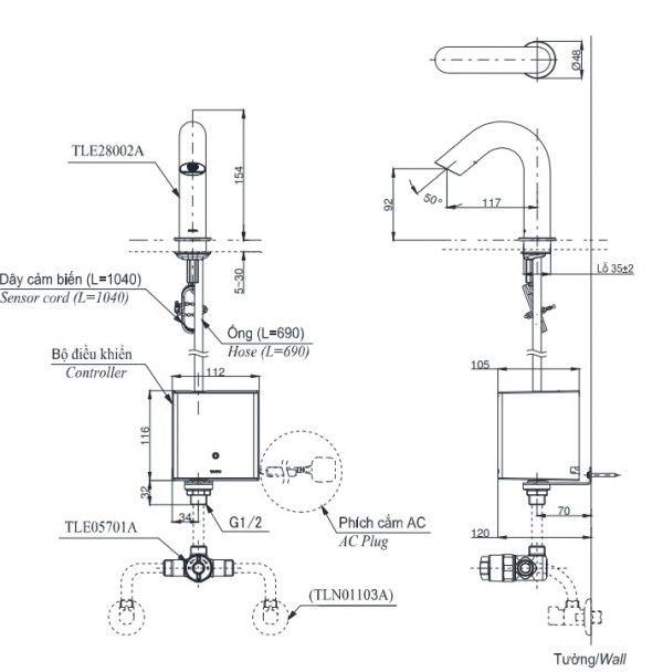 Vòi lavabo cảm ứng TOTO TLE28002A TLE03502A1 TLN01103A TLE05701A (nhiệt độ - tái tạo năng lượng) - 6
