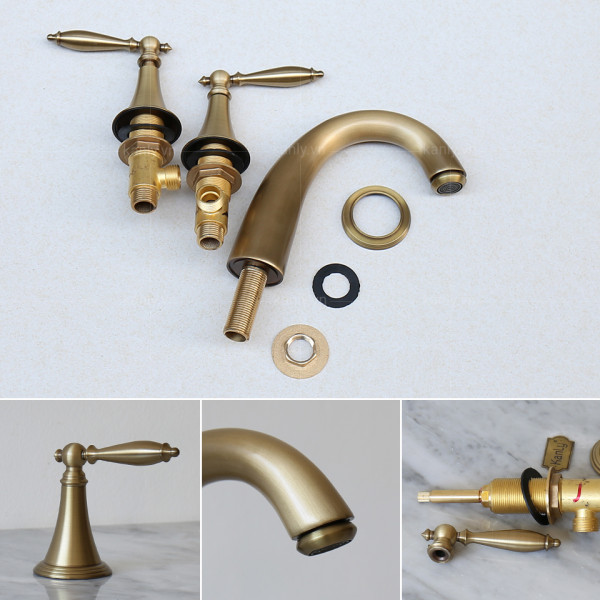 Vòi chậu 3 lỗ âm bàn bằng đồng Kanly GCB02 GCB02 - 3