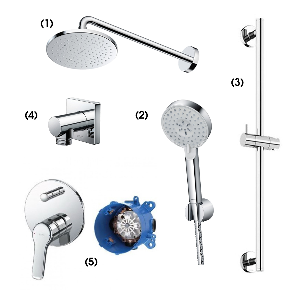 Set sen tắm âm tường 2 đường nước nóng lạnh TOTO TBW07001A TBW07009A TBW07001A/TBW07009A/TBW01016B/TBW02013B/TBG03304BA/TBN01001B