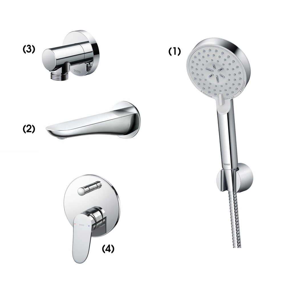 Set sen tắm âm tường 2 đường nước nóng lạnh TOTO TBW07009A TBW07009A/TBG01001B/TBW01014B/TBS04304B