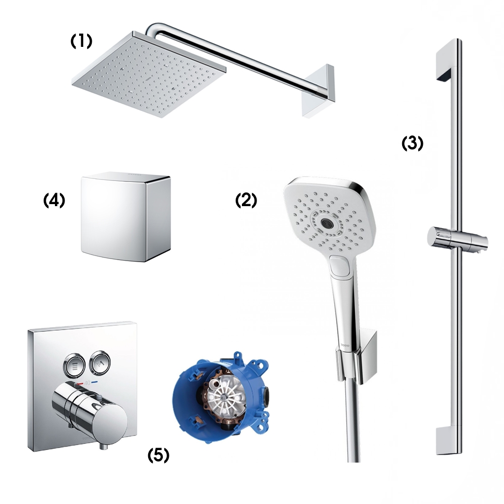 Set sen tắm âm tường 2 đường nước nhiệt độ TOTO TBW08001A TBW02006A TBW08001A/TBW02006A/TBW07019A/TBW08009A/TBV02406B/TBN01001B