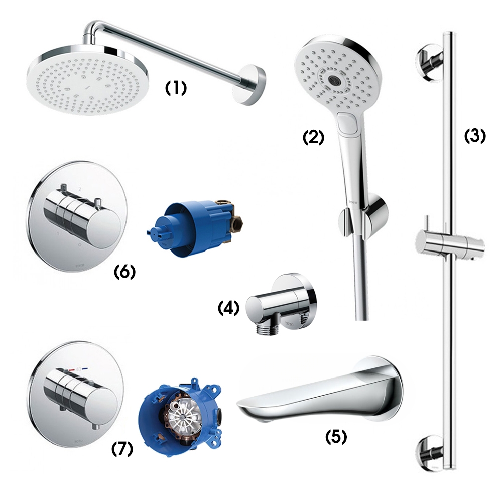 Set sen tắm âm tường 3 đường nước nhiệt độ TOTO TBW01003A TBW01003A/TBW01010A/TBW01016B/TBW01014B/TBG01001B/TBV01102B/TBN01101B/TBV01406B/TBN01001B