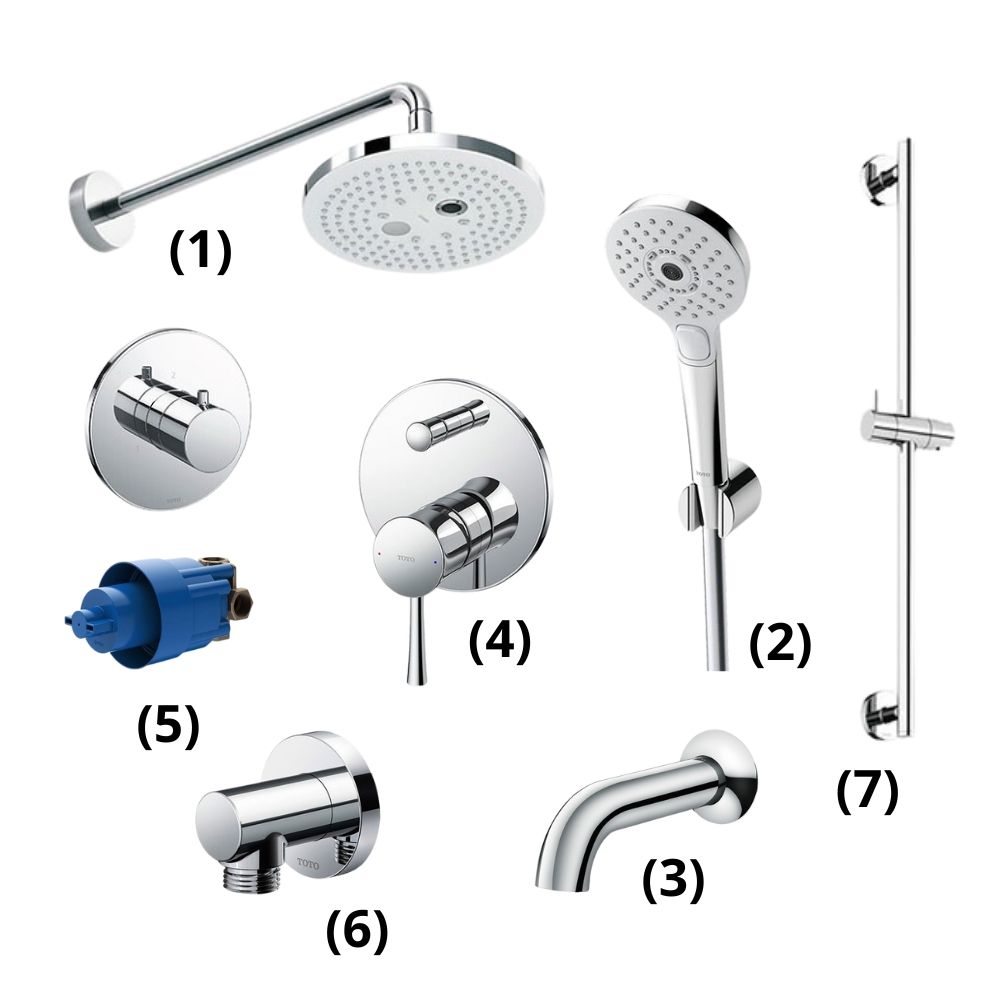 Set sen tắm âm tường 3 đường nước nóng lạnh TOTO GLOBAL FITTINGS TBW01004A TBW01004A/TBW01010A/TBS02001B/TBS02304B/TBV01103B/TBN01102B/TBW01014B/TBW01016B