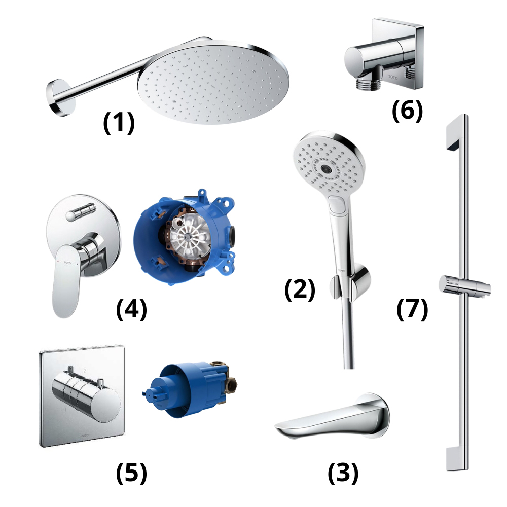 Set sen tắm âm tường 3 đường nước nóng lạnh TOTO TBW07003A TBW07003A/TBW01010A/TBG01001B/TBG01304BA/TBN01001B/TBV02103B/TBN01102B/TBW02013B/TBW07019A