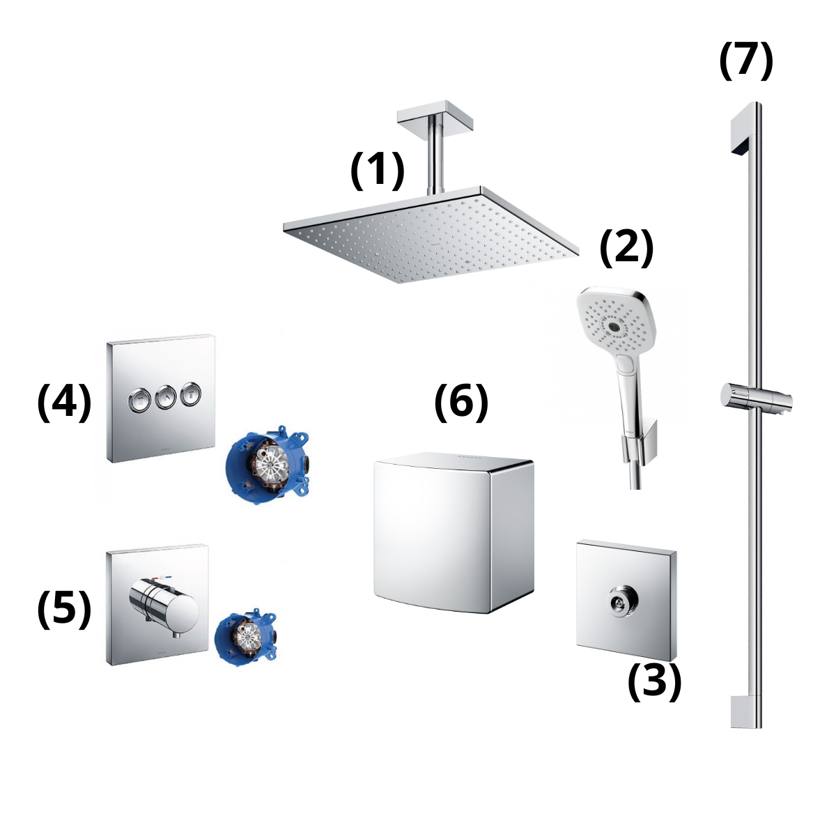 Set sen tắm âm tường 3 đường nước nhiệt độ TOTO TBW08003A1 TBW08003A1/TBW08008A(x4)/TBW02006A/TBW08009A/TBW07018A/TBV02105B/TBN01001B(x2)/TBV02402B