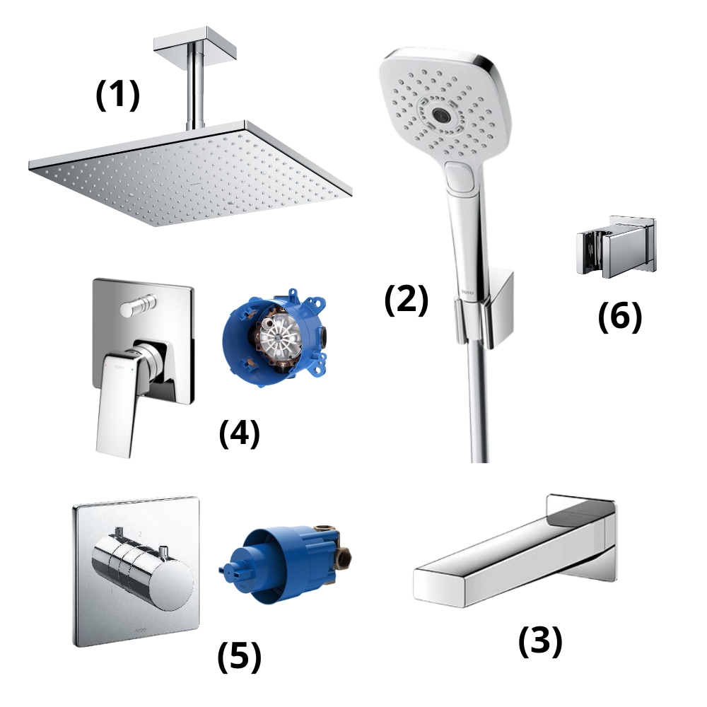 Set sen tắm âm tường 3 đường nước nóng lạnh TOTO TBW08003A1 TBW08003A1/TBW02006A/TBG10001B/TBG10304VA/TBN01001B/TBV02103B/TBN01102B/TBW08010A