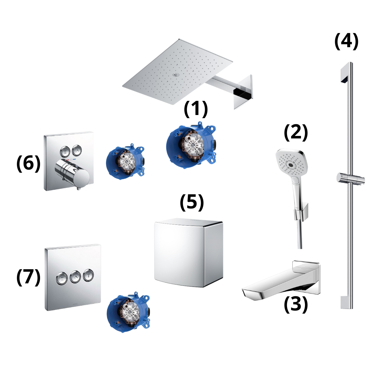 Set sen tắm âm tường 3 đường nước nhiệt độ Z Series TOTO TBW08004A TBW08004A/TBN01002B/TBW02006A/TBG07001B/TBW07018A/TBW08009A/TBV02406B/TBN01001B(x2)/TBV02105B