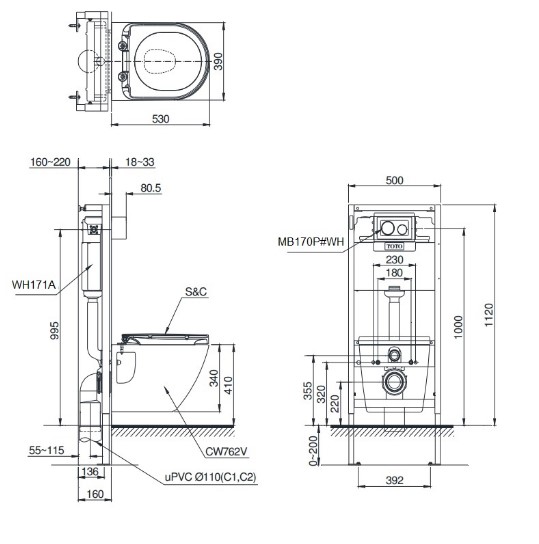 Thân cầu treo tường TOTO CW762 CW762#XW - 3