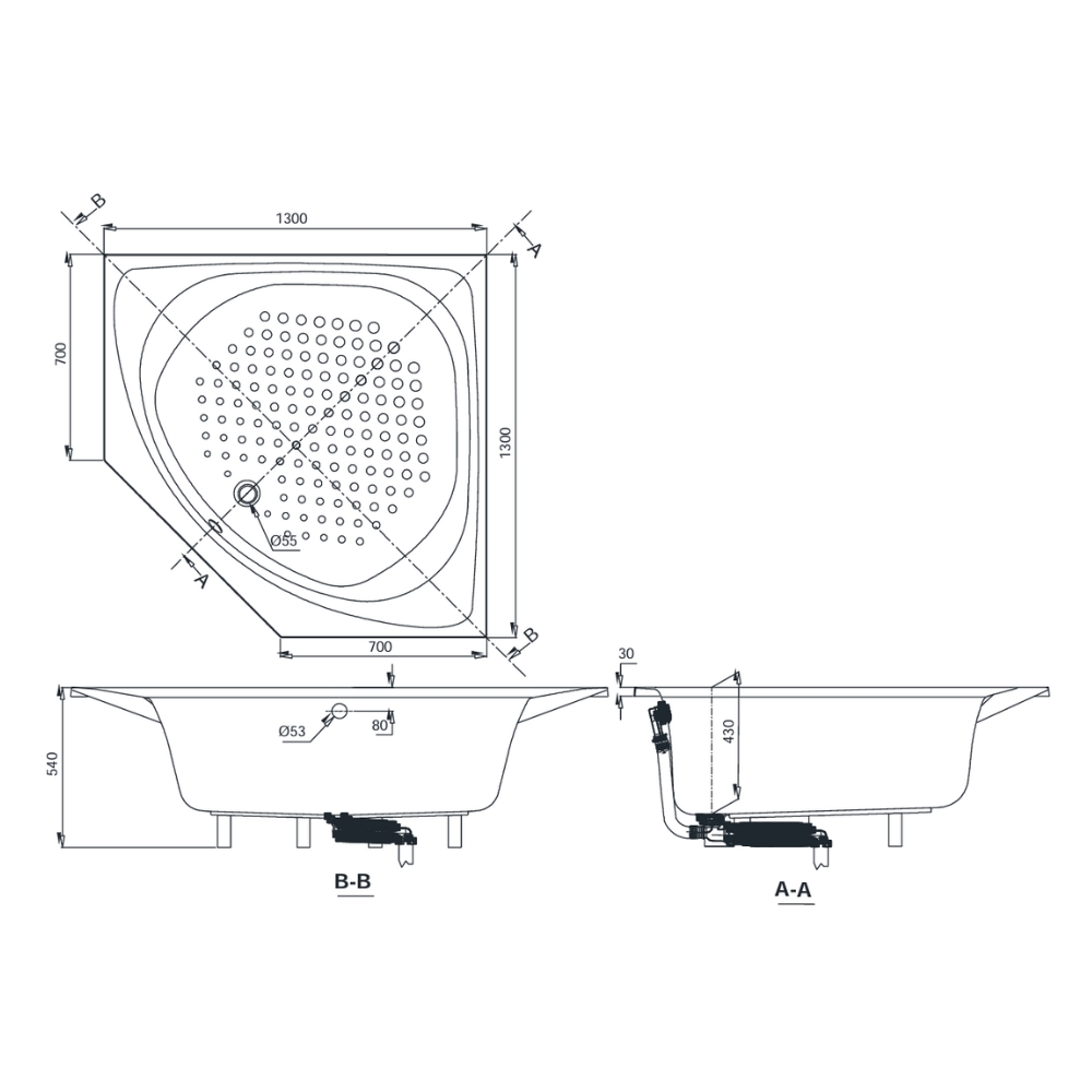 Bồn tắm TOTO PAY1300PE#W nhựa 1m3 đặt góc - 2