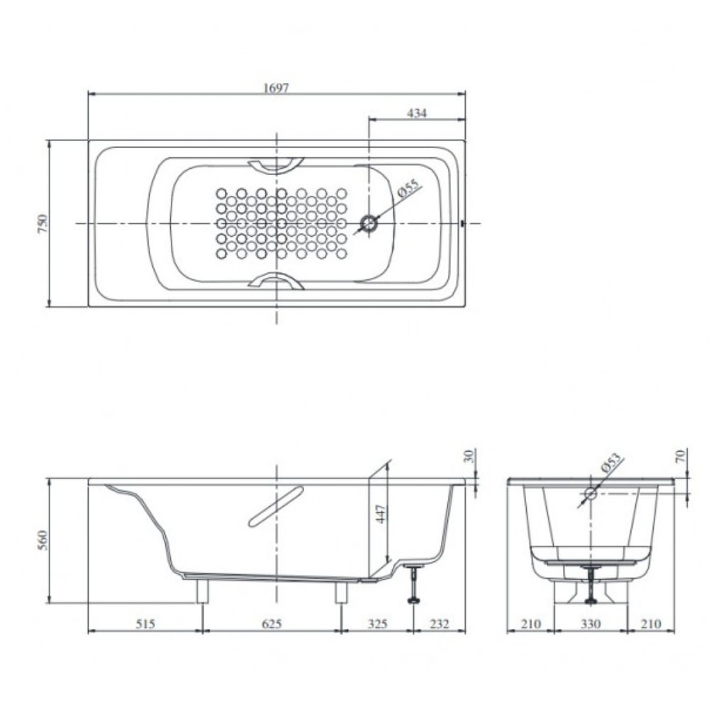 Bồn tắm TOTO PPY1780HPE-P kèm tay vịn DB505R-3B, bộ xả TVBF412 - 5