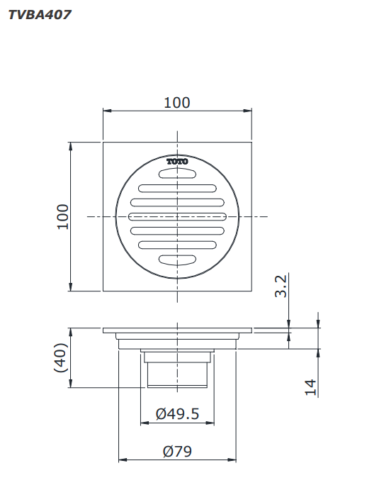 Ga thoát sàn TOTO TVBA407 ngăn mùi, chống côn trùng TVBA407 - 5