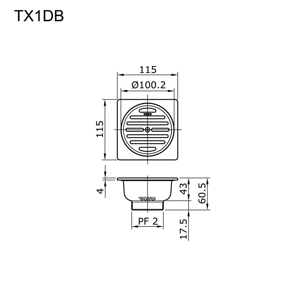 Ga thoát sàn TOTO TX1DB 115x115mm TX1DB - 2