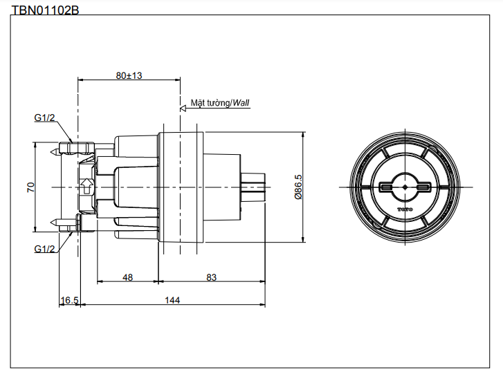 Phụ kiện âm tường TOTO TBN01102B TBN01102B - 2
