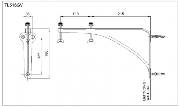 Bộ giá đỡ chậu âm bàn TOTO TL516GV - 2