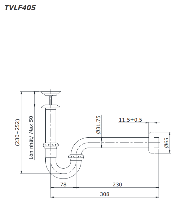 Ống thải chữ P TOTO TVLF405 - 2