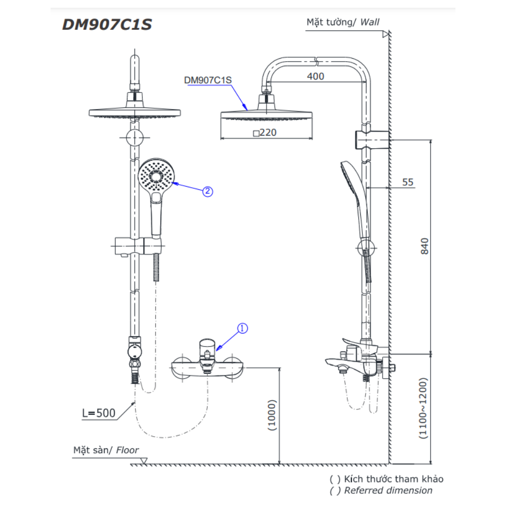Sen tắm cây đứng TOTO DM907C1S (dáng vuông) DM907C1S - 2