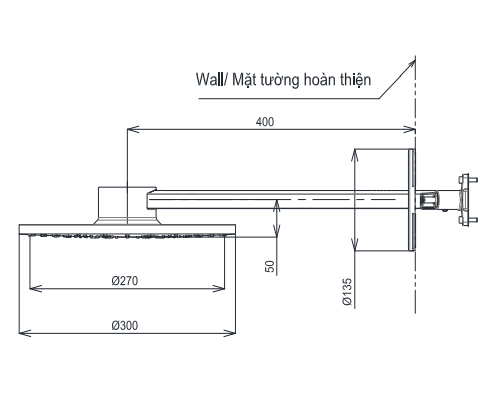 Bát sen tắm gắn tường TOTO TBW07004A (2 chế độ, 300mm) TBW07004A - 4