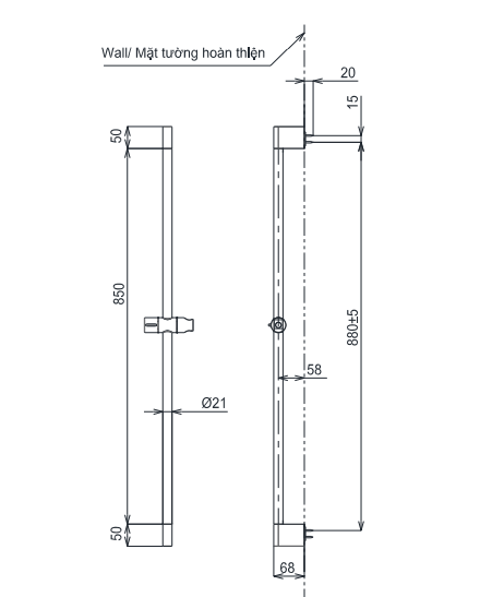 Thanh trượt sen tắm TOTO TBW07018A 950 mm TBW07018A - 6
