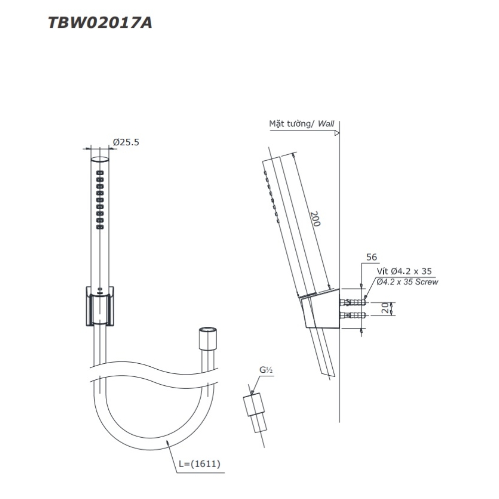 Bộ sen tắm nóng lạnh TOTO TBS04302V TBW02017A TBS04302V/TBW02017A - 5