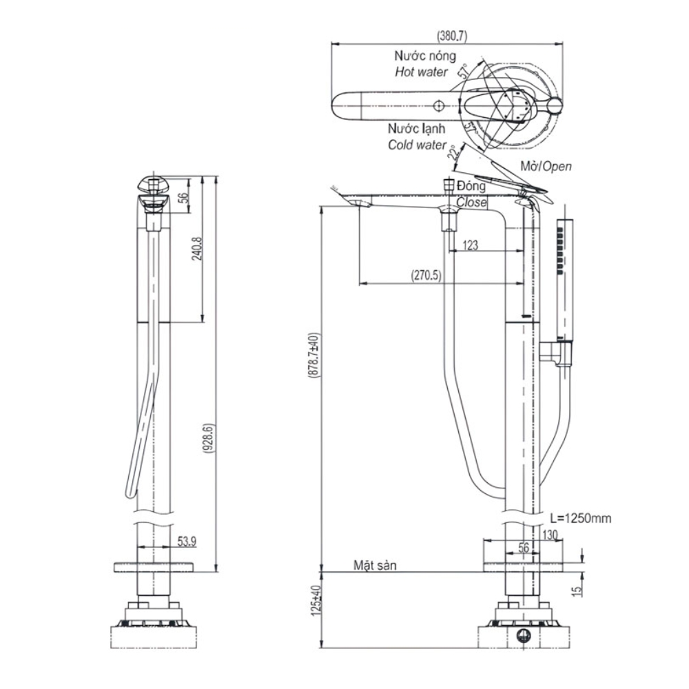 Vòi xả bồn tắm TOTO TBP03301AA kèm đế vòi TBN01105B - 4