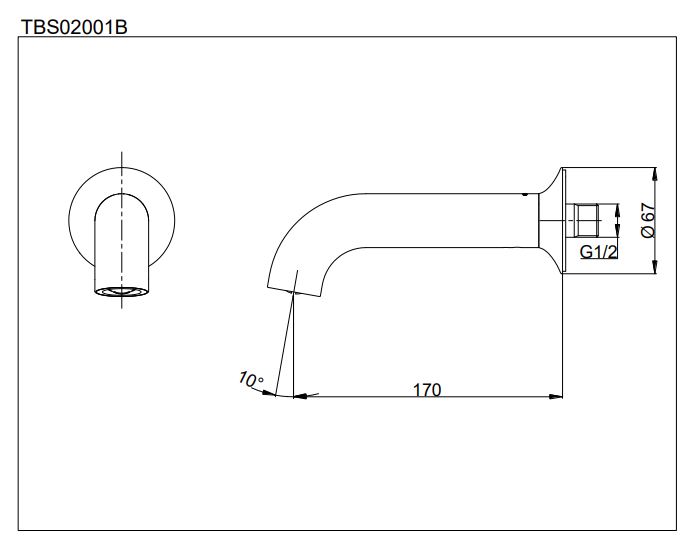 Vòi xả bồn âm tường LN TOTO TBS02001B TBS02001B - 2