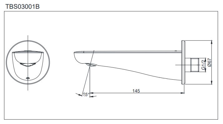 Vòi xả bồn âm tường LC TOTO TBS03001B TBS03001B - 2