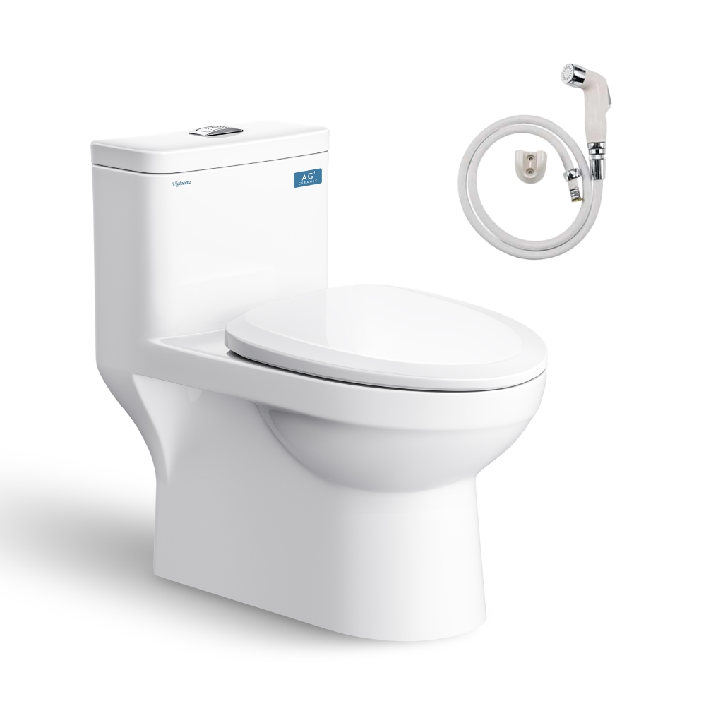 Bồn cầu 1 khối Viglacera Mekong (MK2) nắp êm (+ vòi xịt VG826) Mekong (MK2)