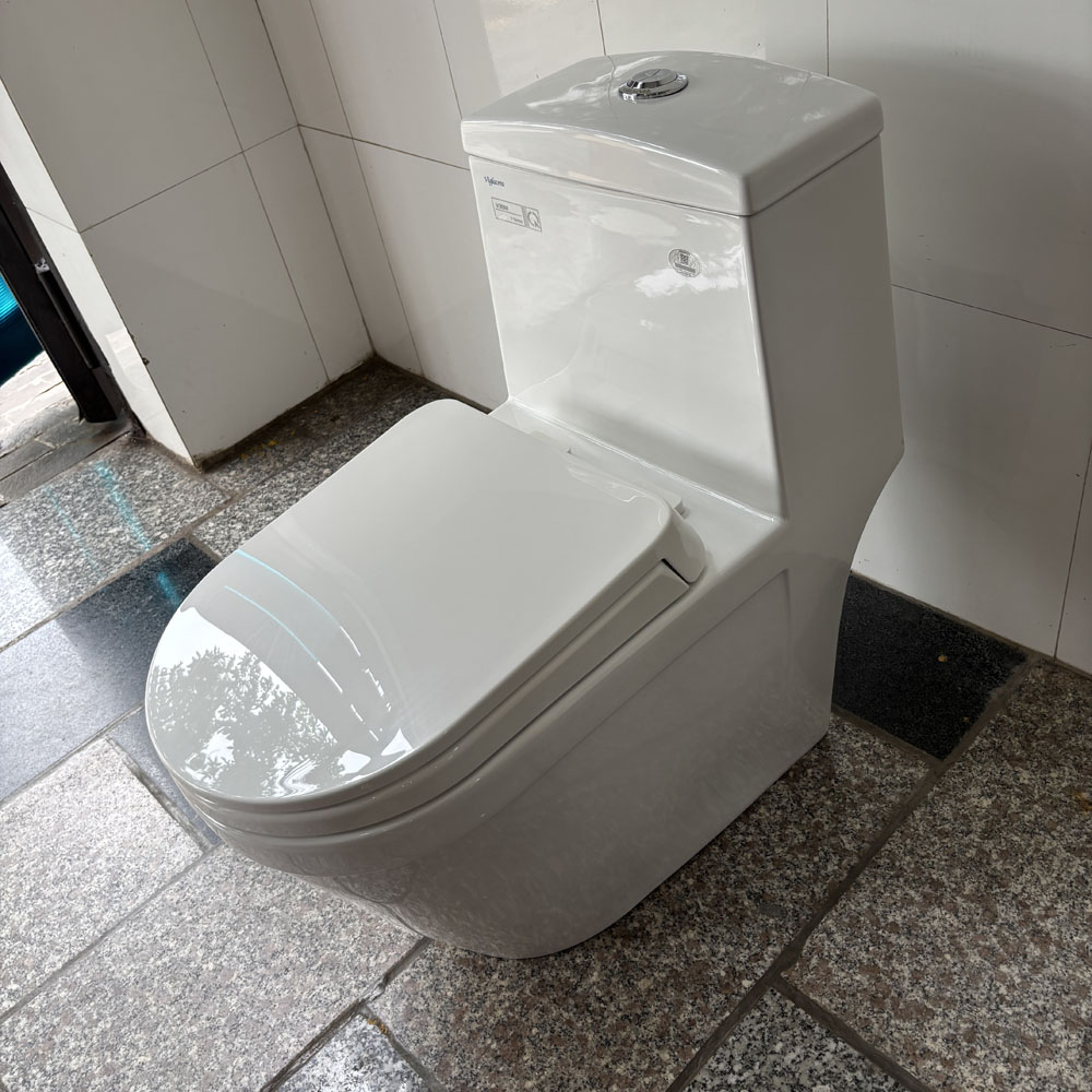 Bồn cầu 1 khối Viglacera V35M nắp êm xả xoáy (+ vòi xịt VG826) V35M - 5