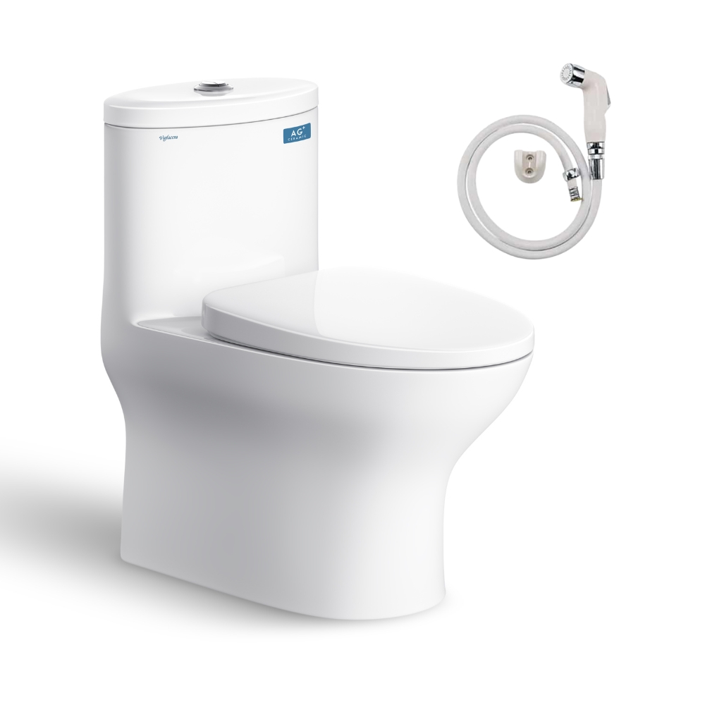 Bồn cầu 1 khối Viglacera V37M nắp êm (+ vòi xịt VG826) V37M