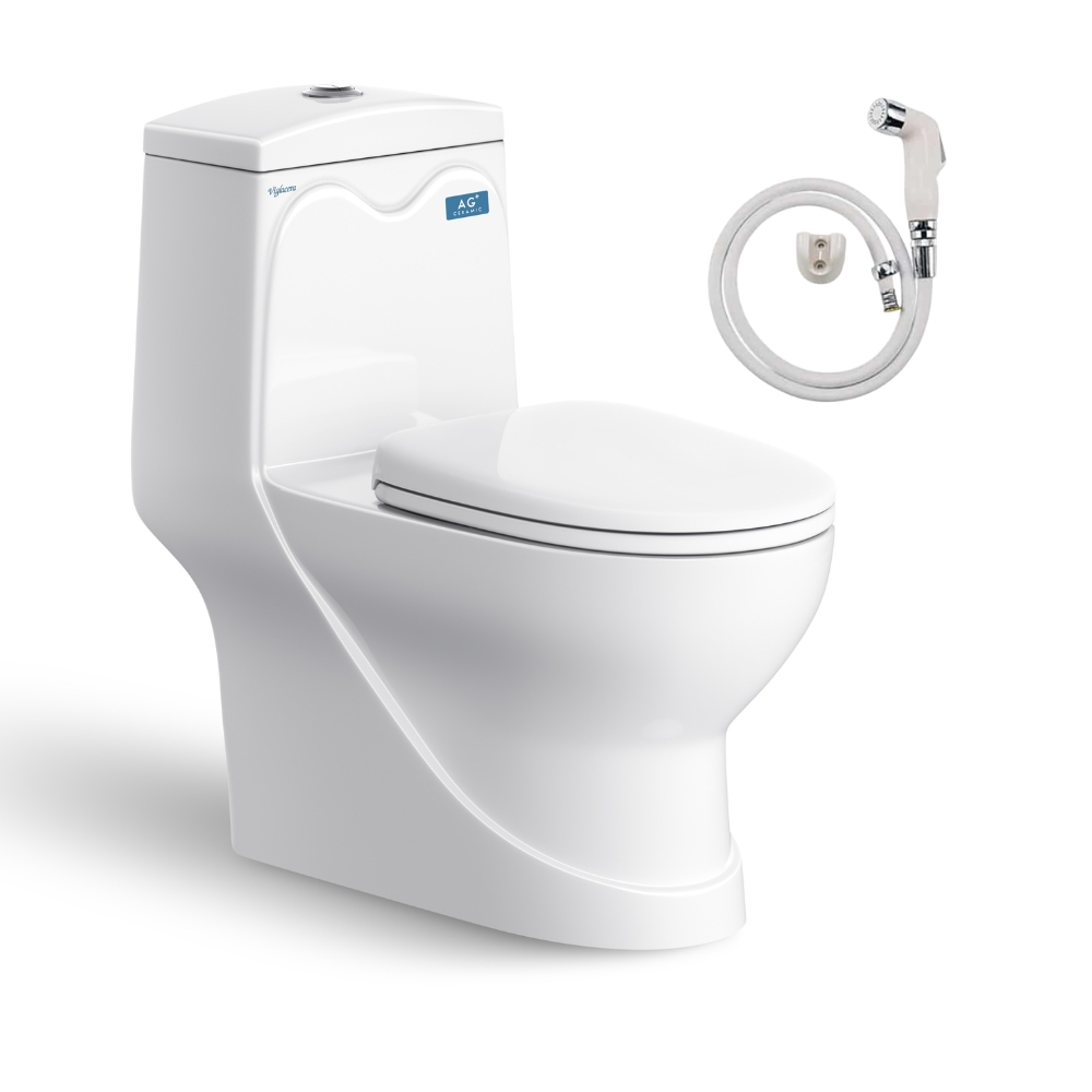 Bồn cầu 1 khối Viglacera V38M nắp êm xả xoáy (+ vòi xịt VG826) V38M