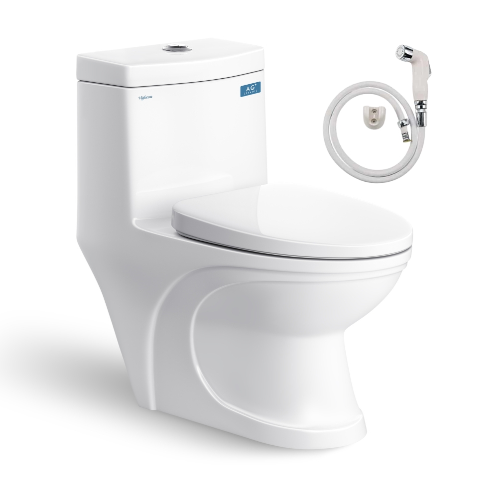 Bồn cầu 1 khối Viglacera V39M nắp êm xả xoáy (+ vòi xịt VG826) V39M