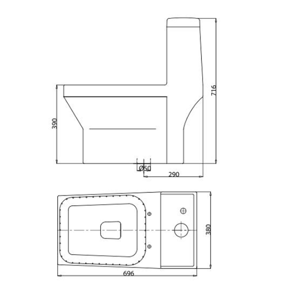 Bồn cầu 1 khối Viglacera V42 nắp êm (+ vòi xịt VG826) V42 - 2