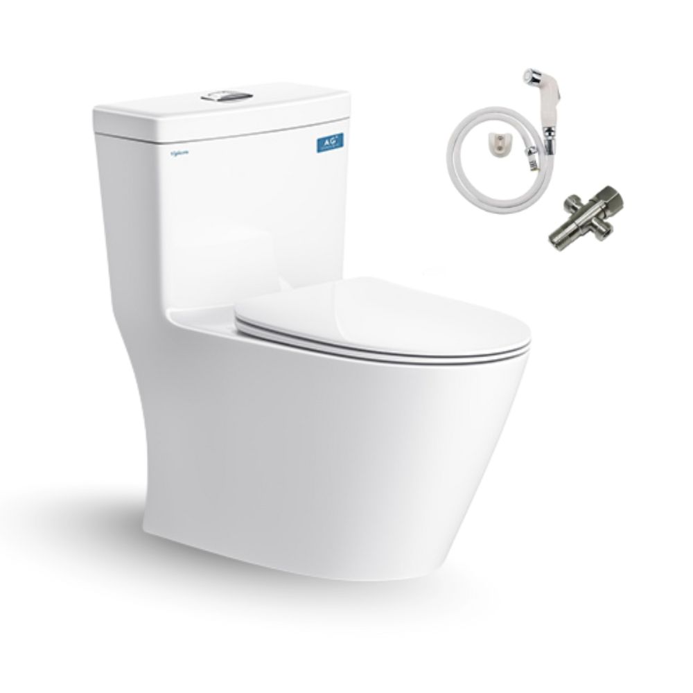 Bồn cầu 1 khối Viglacera V62 nắp êm (+ vòi xịt VG826 & van VG853) V62