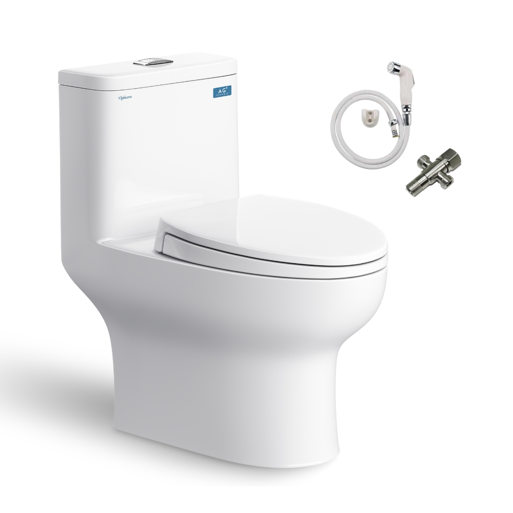 Bồn cầu 1 khối Viglacera V64 nắp êm (+ vòi xịt VG826 & van VG853) V64