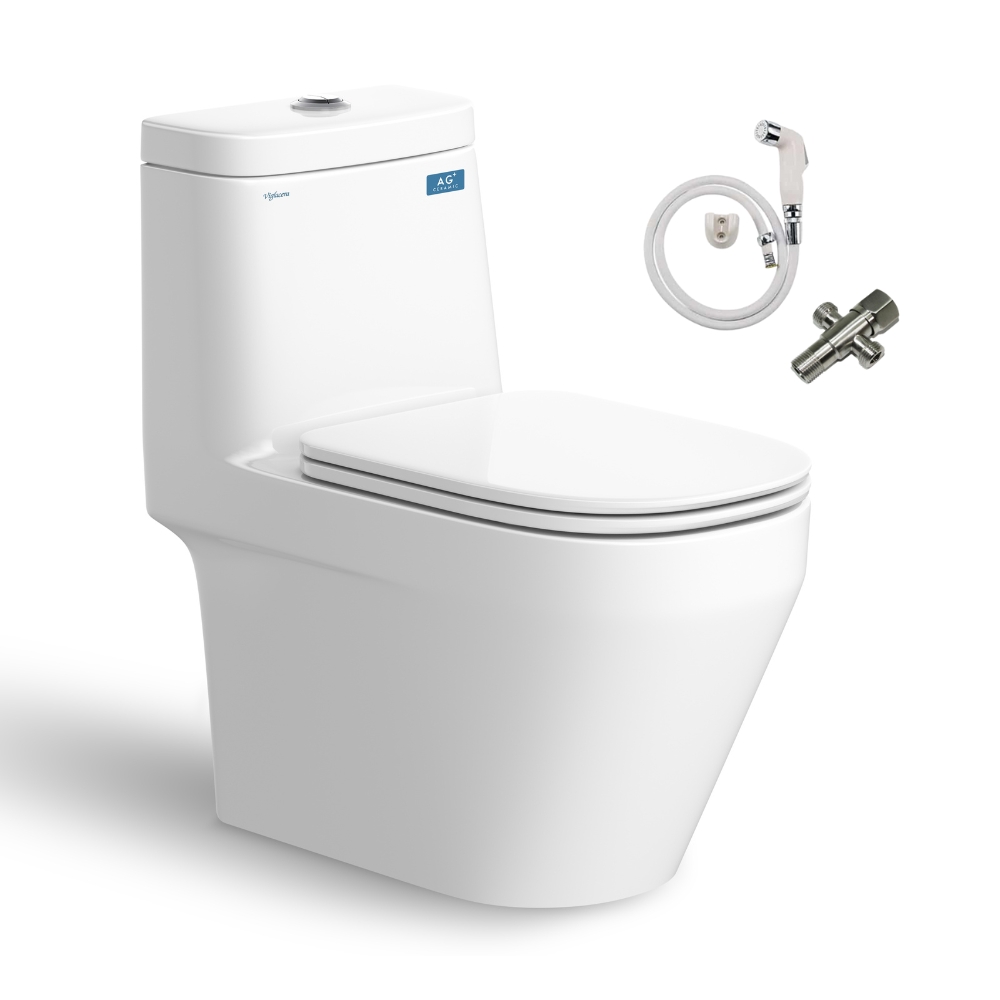 Bồn cầu 1 khối Viglacera V68 nắp êm (+ vòi xịt VG826 & van VG853) V68