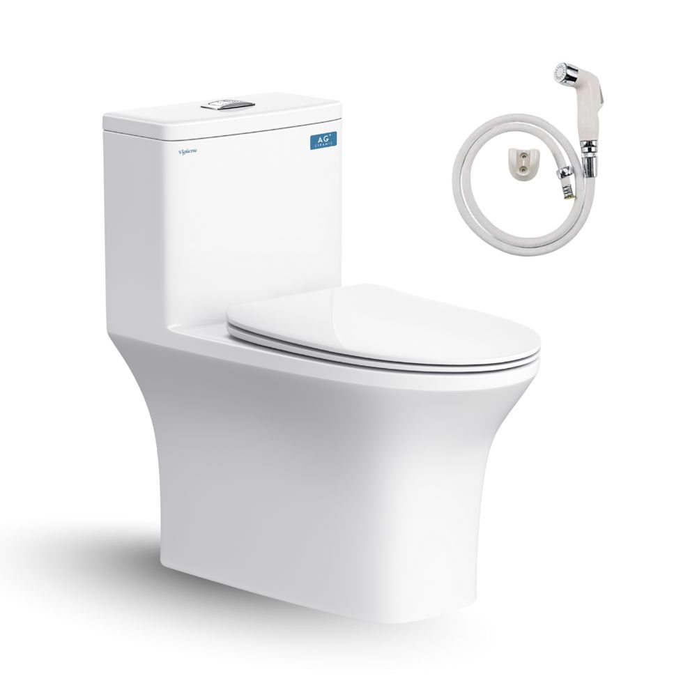 Bồn cầu 1 khối Viglacera V72-CAU nắp êm (+ vòi xịt VG826) V72-CAU