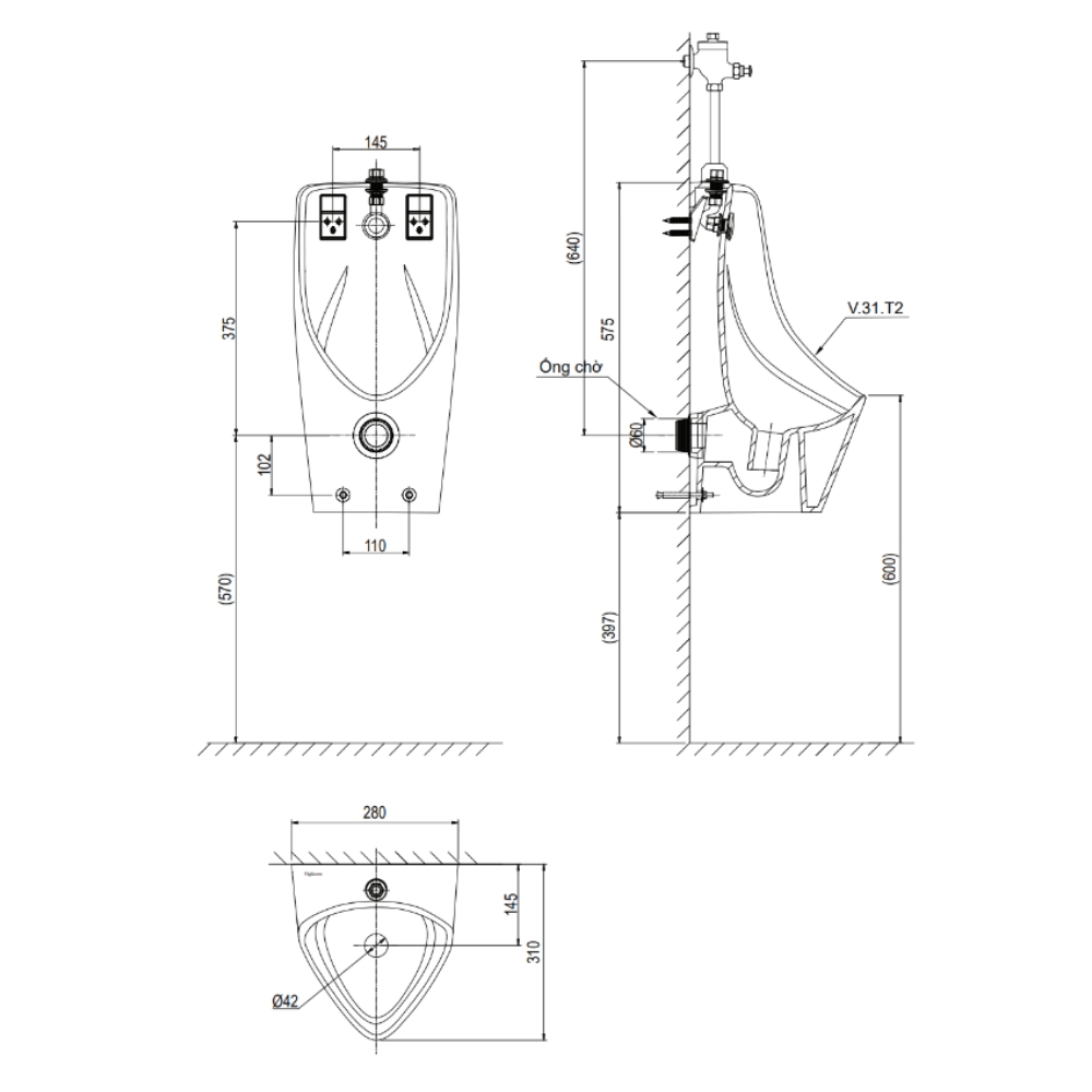 Bồn tiểu nam Viglacera T2 T2-BONTIEU - 2