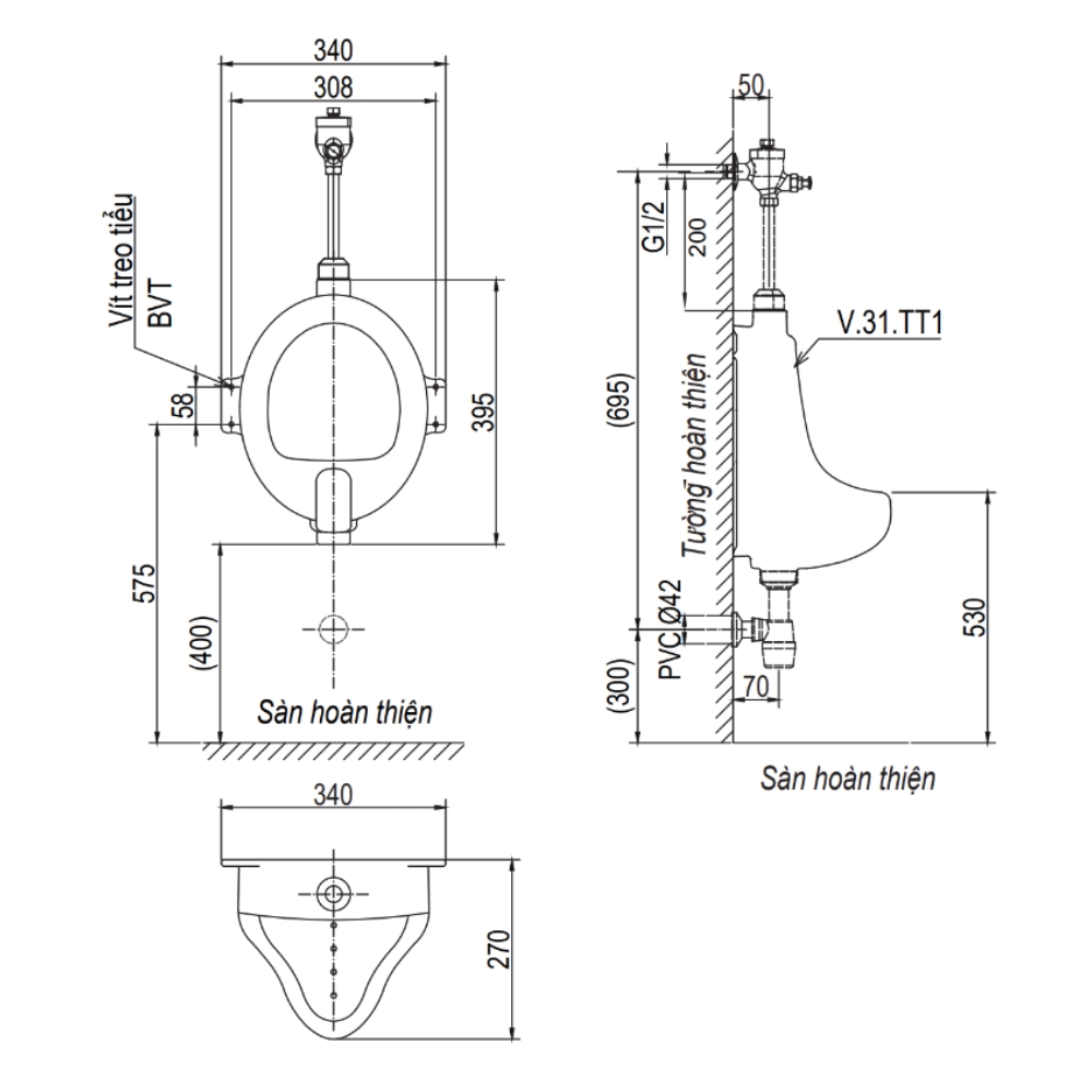 Bồn Tiểu Nam Viglacera TT1 TT1 - 2