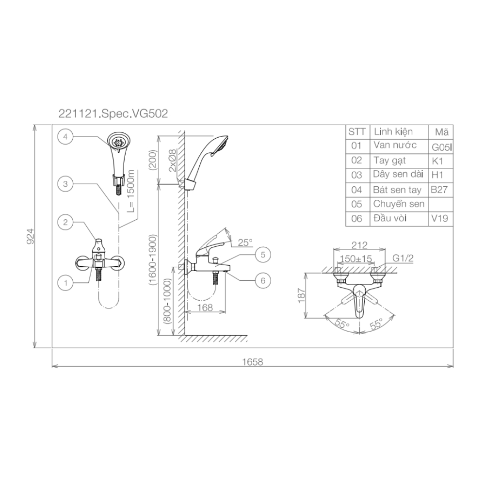 Sen tắm nóng lạnh Viglacera VG502.2 VG502.2 - 2