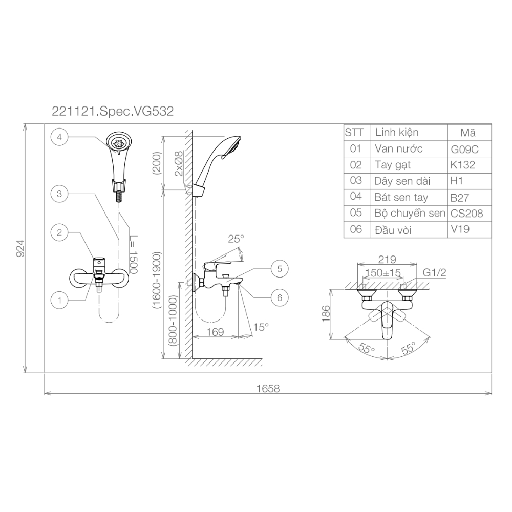 Sen tắm nóng lạnh Viglacera VG532 VG532 - 2
