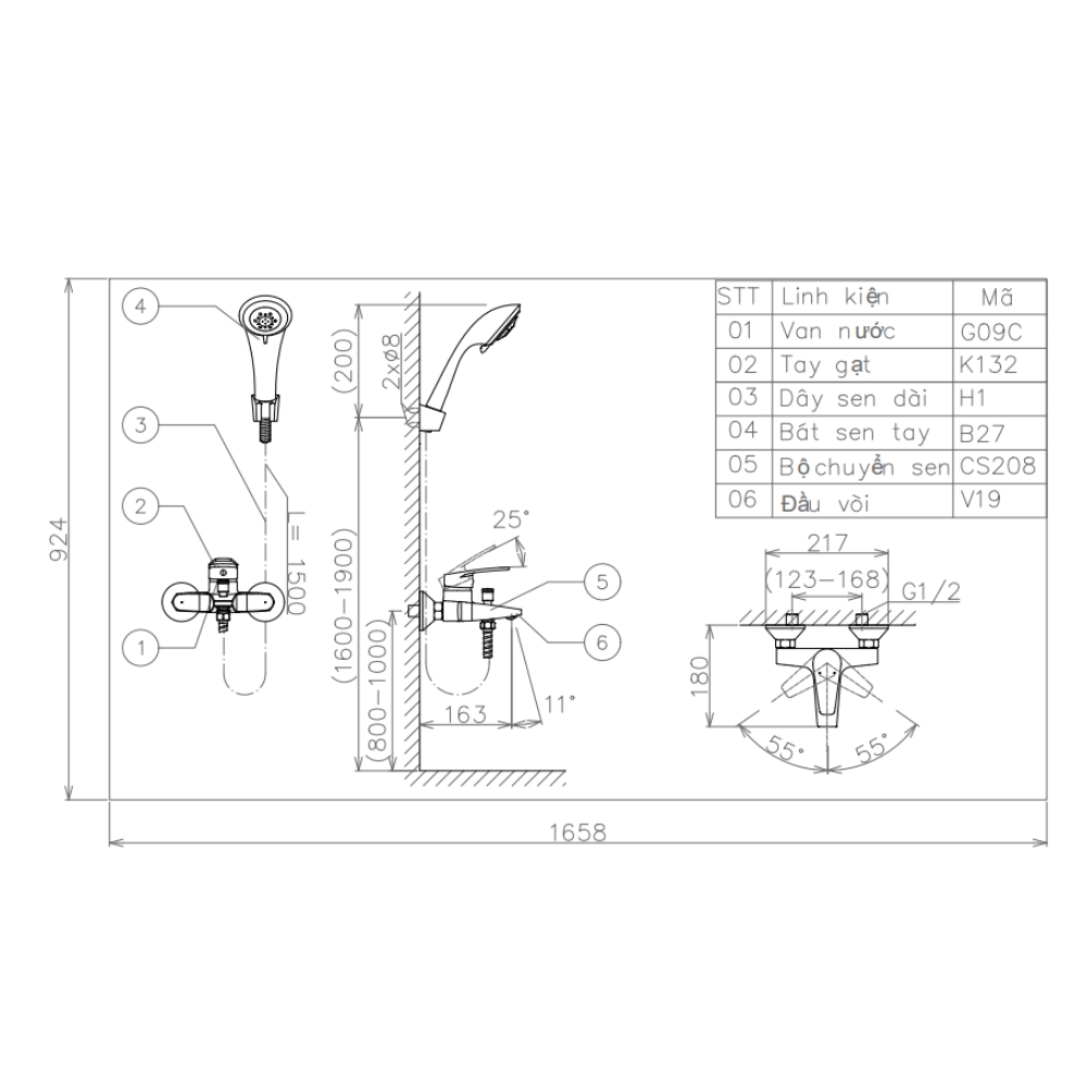 Sen tắm nóng lạnh Viglacera VG568 VG568 - 2