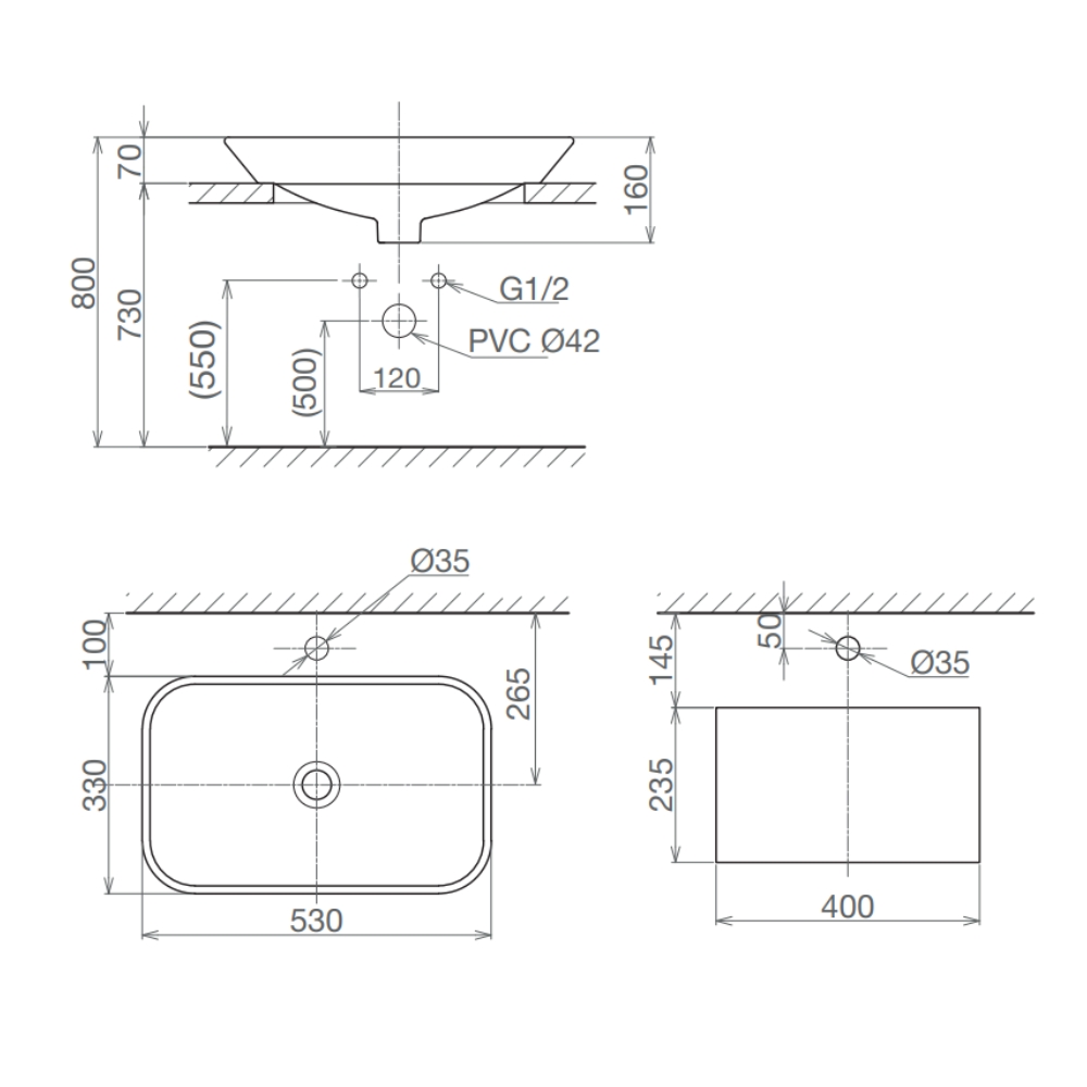 Chậu lavabo đặt bàn Viglacera V28 V28 - 2